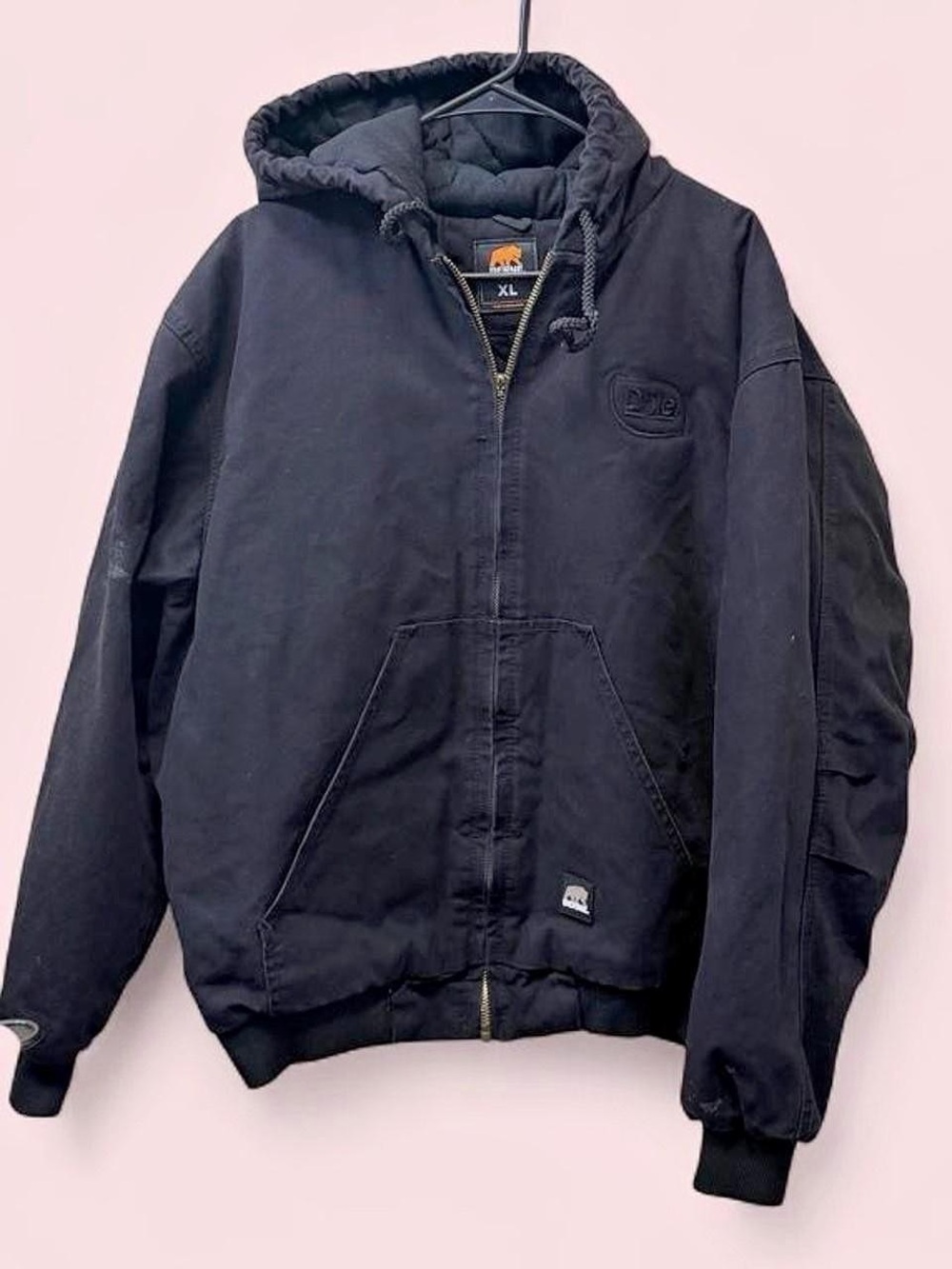 Berne Heritage Duck Utility Hooded Zip Up Jacket XL Black